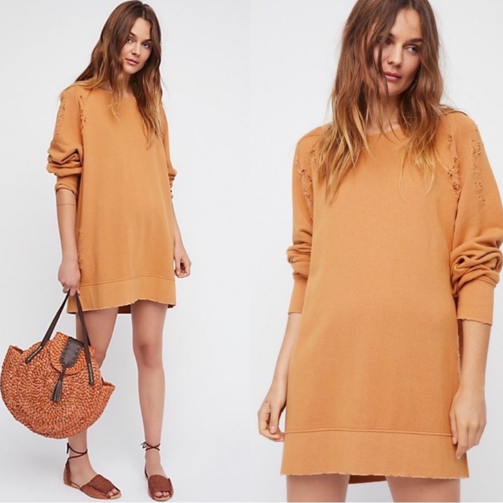 Free People Distressed Sweatshirt Dress - Picture 6 of 12